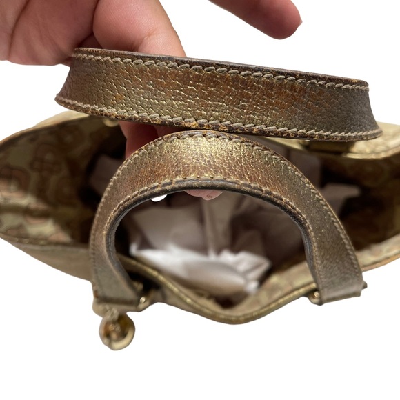 Gucci Handbag Tote Purse Sherry GG Canvas Beige Gold - Picture 3 of 12